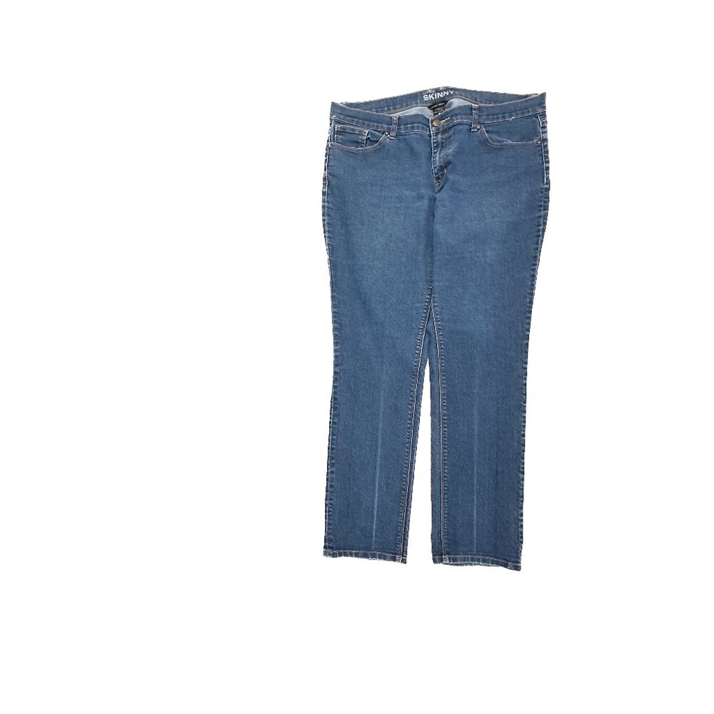 New York & Company Skinny Leg Low Rise Women's size 16 Dark Wash Blue Denim Jean